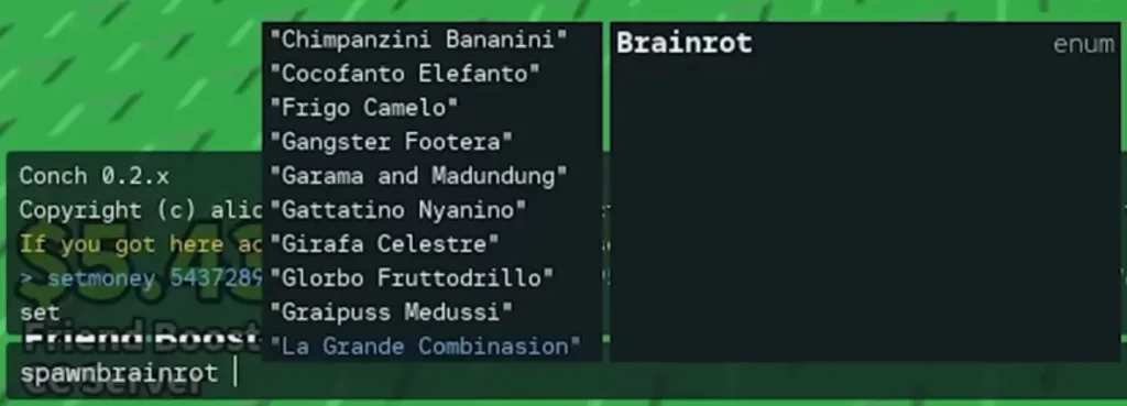 How to spawn a Brainrot with admin commands